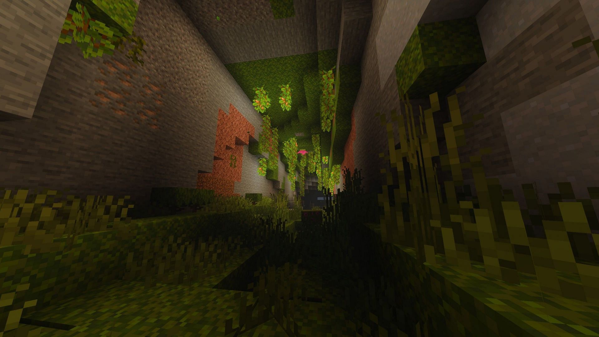 Lush Caves can look quite peaceful and colorful with Vibrant Visuals. (Image via Sportskeeda Gaming || Mojang Studios)